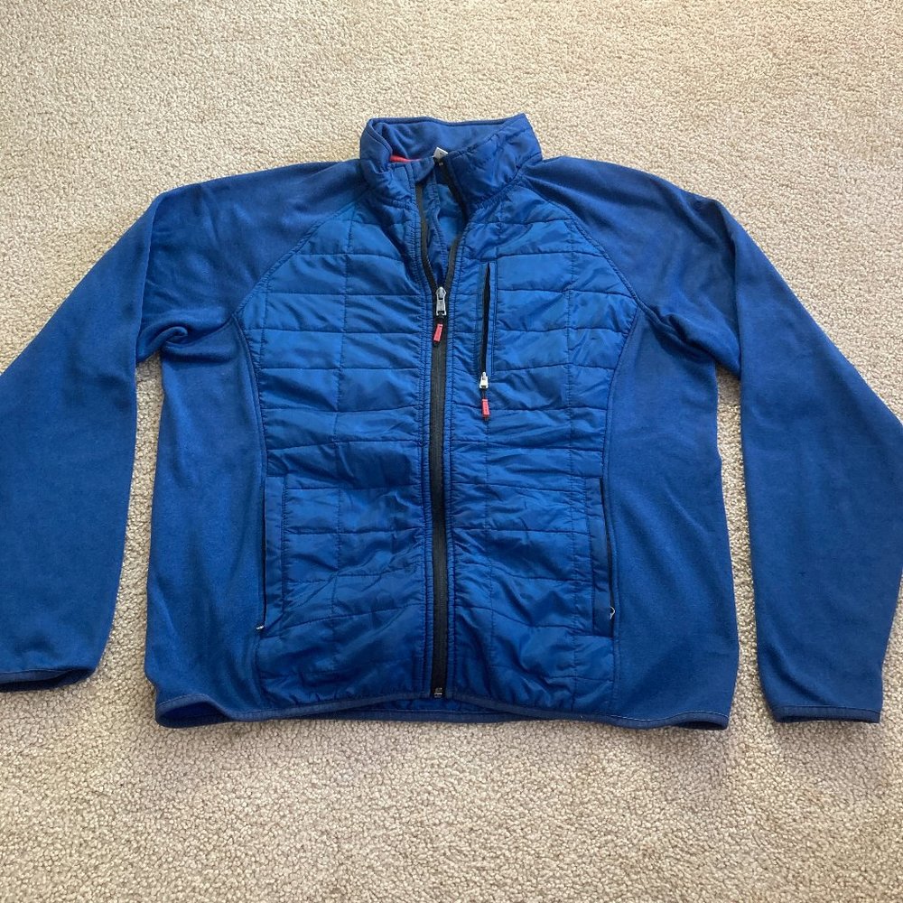 Orvis Mens Size Large L Fleece Puffer Jacket Coat Blue Polyester